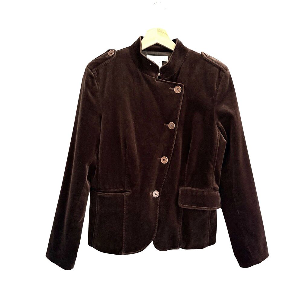 VTG Brown Velvet Military Blazer Jacket Sz 8 Steampunk Dark Academia Whimsigoth